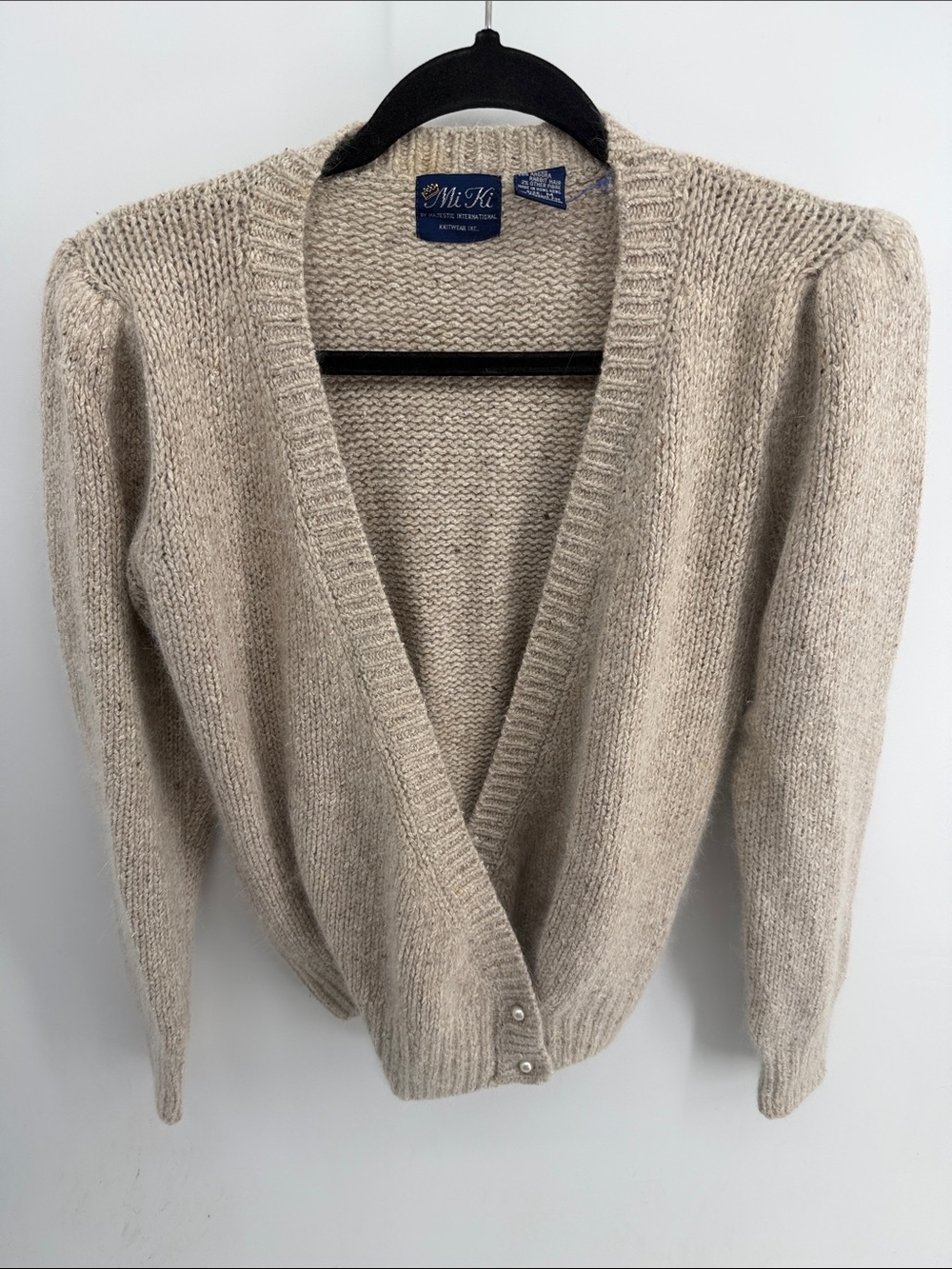 Vintage MiKi silk angora blend crossover double breasted knit sweater cardigan M